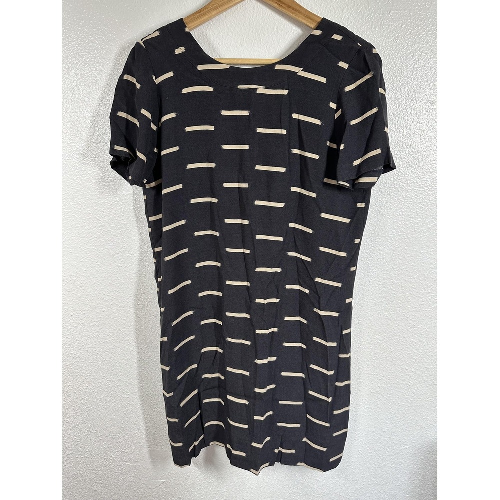 Madewell Dress Womens 2 Short Sleeve V Neck Zip Back Casual Patterned